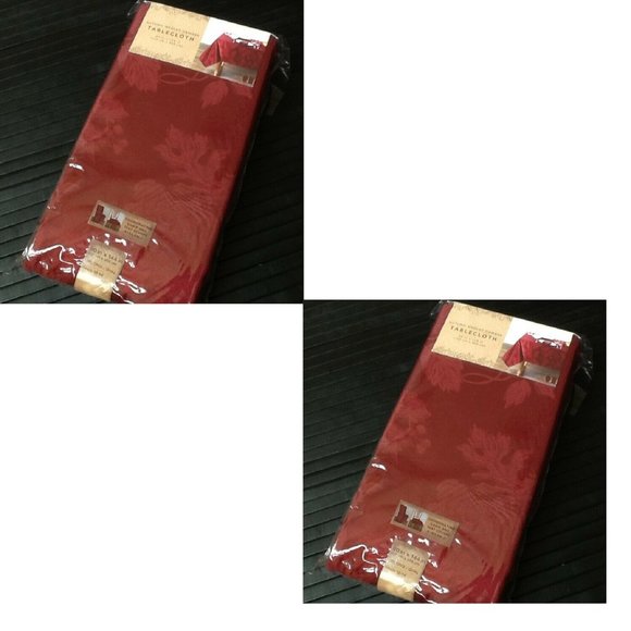 2 new Autumn Medley WINE 60x144 inch Damask Tablecloths (each seats 12 to 14) - Picture 2 of 9